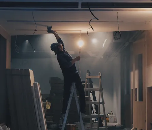 A construction worker in Edmonton Alberta doing tenant improvements